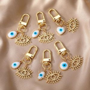 Keychains 20pcs Shell Heart Evil Eye Hamsa Hand Keychain Keyring Blue Bag Car Pendant Key Ring Accessory