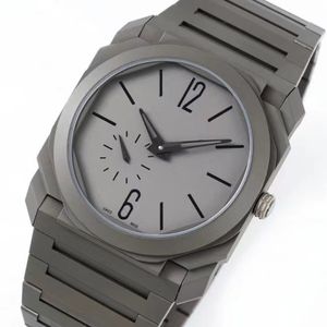 BVF Factory Watch عالية الجودة حزام Titanium Case Slid رمادي Matte Dial مخصص الحركة الميكانيكية التلقائية 40 مم