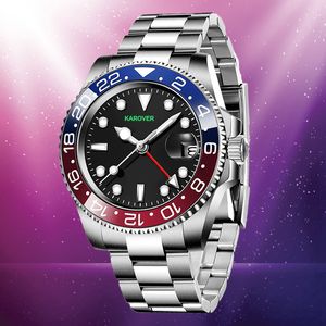 Mens Designer Watch Ceramic ، الساعات الفاخرة 40 مم حركة تلقائية حمراء وسوداء حافة السمعة الحافة مراقبة مضيئة الياقوت للماء الرياضة 904L من الفولاذ المقاوم للصدأ