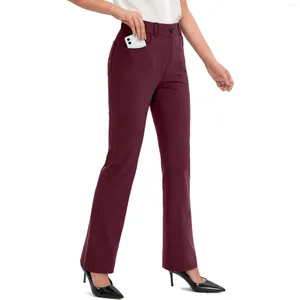 Pantaloni da donna da lavoro per donna, abito elasticizzato con tasche, pantaloni a gamba dritta per business casual