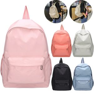 Preppy Solid Color Shoulder Bag Nylon School Knapsack Korean Teenager White Sports Travel Backpack for Women 240130