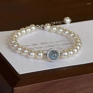 Link Bracelets Simple Sapphire Pearl Bracelet