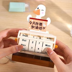 Rotary Perpetual Calendar for Desk Wood Wheeling Calender Månad Veckodag Datum Display Kontor Decor Desk Accessories 240118