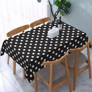 Pano de mesa retangular impermeável à prova de óleo clássico preto e branco bolinhas toalha de mesa com borda elástica cobre