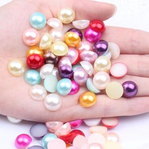 Decorazioni per nail art Scintillanti Perle a metà tondo con retro piatto Perle per manicure 12mm 1000 pezzi Colori Resina per abiti Scarpe Materiale decorativo