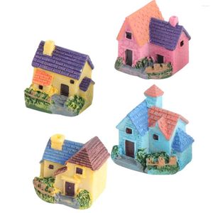 Decorazioni da giardino 4 pezzi Villa Craft Decor Mini casa Bonsai Ville Modelli artigianali in resina Micro paesaggio in miniatura
