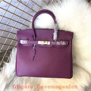 Bag Bags Luxury Fashion Shoulder Autumn and Winter Top Layer Cowhide Designer Lychee Grain Tote Genuine Leather Womens Full Large One Sho