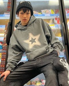 Y2K Star Print Streetwear Harajuku Oversize Loose Men hoodie Fashion Baggy Casual Sweatshirt Womens Clothing 240201
