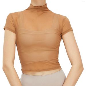 Kadın Tişörtleri Seksi Kadın Gömleği Şeffaf Örh Eşyalar Kısa Kollu İnce Fit Bayanlar Yurtleneck T-Shirt Yaz Partisi