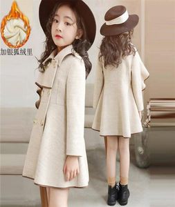 Girl039s Шерстяное длинное пальто Осень Зима 2021 Новая корейская версия Большой подростковый плюс бархатный толстый роскошный дизайн Высокое качество9165443