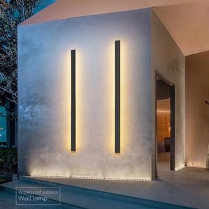 Modern Waterproof outdoor Long Strip LED wall lamps IP65 Aluminum Wall Light Garden porch Sconce Lights 110V 220V wall washer