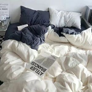 Solid White Fashion Style Bedding Set Twin Full Queen King Size Duvet Cover Adults Kids Simple Korean Bed Flat Sheet Pillowcases 240202