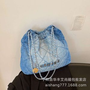 Korean Version Denim for Women in New Trendy Chain Bucket Bag Versatile and Large Capacity Single Shoulder Underarm factory direct sales