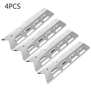 4 Pieces Outdoor Gas Grill Heat Tent BBQ Cover Stainless Steel Shield Plate Deflector Barbecue Flame Tamers 240126