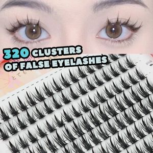 Falska ögonfransar 320 kluster individuella fransar blandad längd ögonfransbok mjuk naturlig look räv ögon koreansk söt makeup ögonfransar 240124