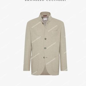 Cappotto in lana da uomo di design Giacca Brunello Giacche casual in cashmere Cappotto color kaki Collo alto a maniche lunghe