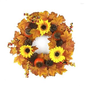 Fiori decorativi Autunno Girasole Ghirlanda Simulazione Festival del raccolto Ringraziamento Zucca Decorazione da appendere alla porta