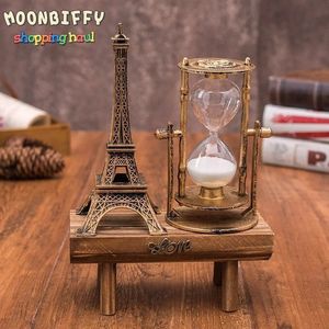 Vintage Hourglas Home Accessories Luxury Decoration Room Rotating Metal Sandglass Office Sand Clock Timer 240124