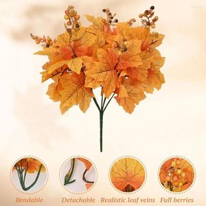 Decorative Flowers No Watering Plant Artificial Maple Branch Realistic Detail Long-lasting Berry Thanksgiving Day Decoration Fake Leaf