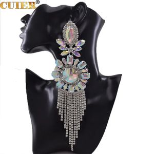 CUIER Charming 22cm Big Pendant Earrings for Women Long Tassel Jewelry Wedding Tremendous Huge Size Special Accessories 240122