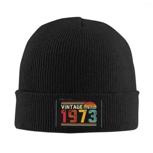 Berets Vintage 1973 Beanie Cap Unisex Winter Warm Bonnet Homme Knit Hats Outdoor 49th Years Old Birthday Gift Skullies Beanies