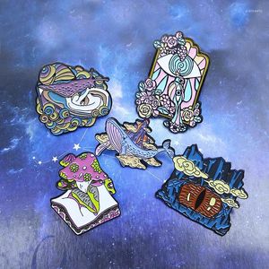 Brooches Eye Ears Mouth Wave Whale Snail Rose Mirror Mushroom Magic Mountain Enamel Pin Lapel Badge Jewelry Gift For Friends