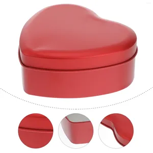 Storage Bottles Red Heart Shape Tinplate Box Sweet Packing Can Exquisite Bow Candy Jar Portable Gift Container For Wedding Party