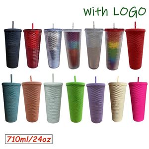 710 ml Diamond Radiant Puchar Goddess 1PC Summer Zimna Water Cup Tubbler Ze słomy z podwójnej warstwy plastikowy kubek kawy Durian z 240130