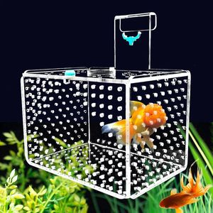 Aquarium inkubator transparent acylisk fiskbehållare isoleringslåda liten yngel avelsbox Aquatic Pet Supplies hål dia. 1mm/3mm 240124
