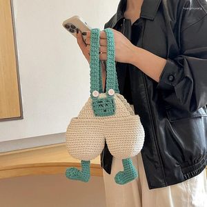 Sacos de noite Lã Mão-Crochet Saco Suspensórios Em Forma Pai-Filho 2024 Personalidade Elegante Nicho Casual Telefone Móvel