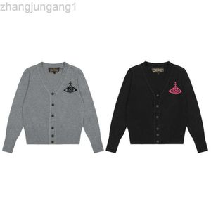 Projektant Viviane Westwood Viviennewestwood Hoodie Empress Dowager Vivian Saturn Jacquard Knitted Cardigan Sweter