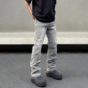 Джинсы скинни мужские серые летние уличные брюки Hombre простые узкие брюки уличная одежда винтажные осенние джинсовые брюки Y2k 240130