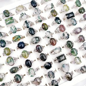 203050PcsLot Vintage Natural Stone Rings for Man and Women Mixed Style Ocean Water Moss Agates Geometric Jewelry Party Favors 240122