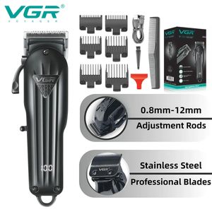 Máquina de corte de cabelo VGR Máquina de cortar cabelo profissional Aparador de cabelo Barbeador elétrico ajustável Aparador sem fio para homens USB V-282 240124