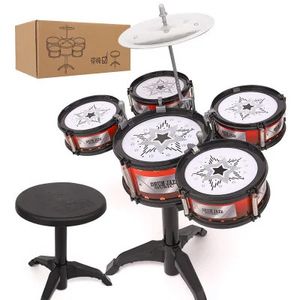 Strumento musicale giocattolo per bambini 5 tamburi Simulazione kit batteria jazz con bacchette Educativo per regali per bambini 240131