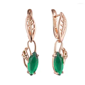 Orecchini pendenti 2024 Orecchino di lusso 585 Gioielli color oro russo Verde zircone cubico da donna