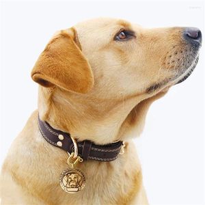 Hundehalsbänder, individuelles ID-Tag aus reinem Kupfer, Rindslederhalsband mit erster Schicht, Bronze-Set, Ausweiskarten, leerer Haustier-Katzenname