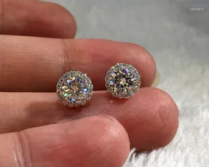 Stud Küpe Lüks Kadın Göz kamaştırıcı Zirkon Kristal Düğün Mizaç Kare 925 STERLING Gümüş Şık Kulak Kadınlar