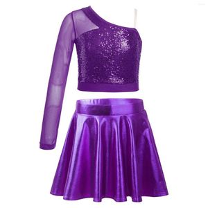 Stage Wear Kids Girls Ballet Dance Sets Jazz Latin Outfit Ballroom Dresses Modern Contemporary Chacha Performance Costume