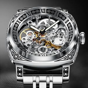 Relogios Masculino Glena Mens Watches Top Brand Luxury Personal Carving Watch Mens Stainless Steel Waterproof Watch Montre Homm 240123