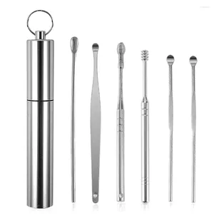 Makeup Brushes 6pcs/set Stainless Steel Earpick Wax Remover Ear Pickers Pick Clean Tool