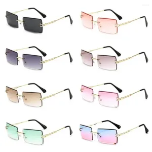 Occhiali da sole Y2K Rettangolo senza montatura Donna Uomo Trendy Occhiali da sole vintage Colore Viaggiare Guida Shades UV400 Occhiali Occhiali