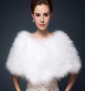 Luxurious Ostrich Feather Bridal Shawl Fur Wraps Marriage Shrug Coat Bride Winter Wedding Prom Party Boleros Jacket Cloak Ivory Ch7270696