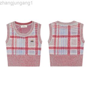 Designer Viviane Westwood Viviennewestwood Hoodie the Empress Dowager of the West Saturn Love Plaid Woven Bag Knitted Sweater Vest