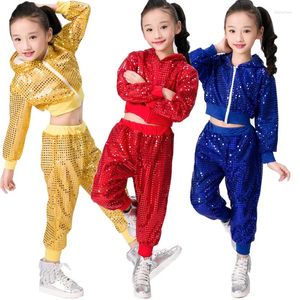 Stage Wear Children Jazz Dance Girls Costume Modern Professional Yellow Red Ballroom Hip Hop Dancewear Clothes Hat