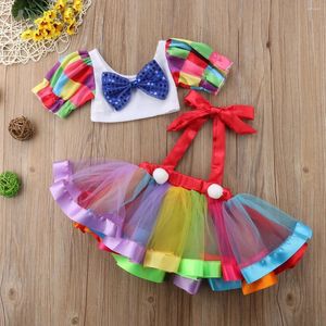 Kleidung Sets Baby Mädchen Sommer Set Kleinkind Kinder Zirkus Party Kleid Crop Tops Hosenträger Outfits Halloween Kleidung