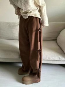 여자 바지 스트리트웨어 스웨트 팬츠 여성 2024 바닥 패션 캐주얼 조깅 한국 Y2K 와이드 다리 붕대 바지 판탈론 팜미