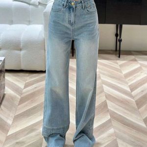 pants 24 Early Spring New Niche Design Trendy Brand Classic Embossed Letter Jeans with Wide Legs, Fashionable and Comfortable