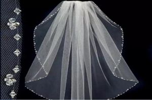 2019 simples feito sob encomenda branco marfim puro véus de casamento tule contas eage véus de noiva com pente uma camada acessórios de casamento8123440