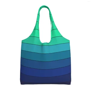 Sacos de compras verde para azul cor mudança gradual reutilizável mercearia dobrável sacola lavável com bolsa